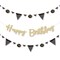 Big Dot of Happiness Adult 70th Birthday - Gold - Birthday Party Letter Banner Decor - 36 Cutouts & No-Mess Real Gold Glitter Happy Birthday Letters